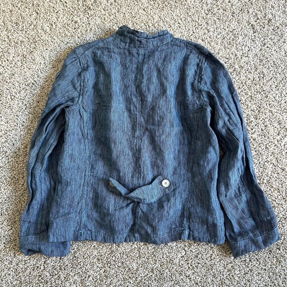 CP Shades Women's Sz Extra Small Blue 100% Linen Button-Up Jacket - Picture 6 of 9